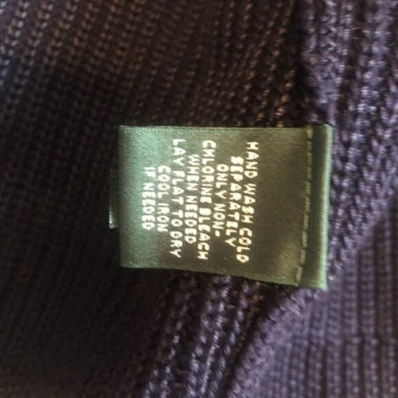 NWT RALPH LAUREN Navy Cardigan Gold Buttons Leather Placket M - Picture 7 of 7